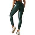 thumbnail image 1 of Fiaer Women's Stretchy Leather Leggings Pants High Waisted Solid Color Tights Trendy Slim Fit Trousers Green M, 1 of 3