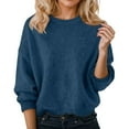 thumbnail image 1 of Fiaer Women's Sweater Oversized Crew Neck Knitted Pullover Long Sleeve Trendy Casual Comfort Warm Tops for Winter Navy S, 1 of 4
