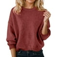 thumbnail image 1 of Fiaer Women's Sweater Oversized Crew Neck Knitted Pullover Long Sleeve Trendy Casual Comfort Warm Tops for Winter Red S, 1 of 4