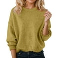 thumbnail image 1 of Fiaer Women's Sweater Oversized Crew Neck Knitted Pullover Long Sleeve Trendy Casual Comfort Warm Tops for Winter Yellow XL, 1 of 4