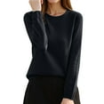 thumbnail image 1 of Fiaer Women's Sweaters Crew Neck Fall Winter Lightweight Plus Size Long Sleeve Slim Fit Trendy Knit Tops Black S, 1 of 4