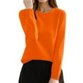 thumbnail image 1 of Fiaer Women's Sweaters Crew Neck Fall Winter Lightweight Plus Size Long Sleeve Slim Fit Trendy Knit Tops Orange XXL, 1 of 4