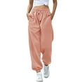 thumbnail image 1 of Fiaer Women's Sweatpants Baggy Plus Size Pants High Waisted Casual Solid Color Trendy Lace up Trendy Trousers Comfort Jogger with Pocket Orange XL, 1 of 6