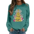thumbnail image 1 of Fiaer Women's Sweatshirts Christmas Tree Bow Funny Graphic Long Sleeve Pullover Plus Size Crew Neck Cozy Fall Xmas Tops Green S, 1 of 4
