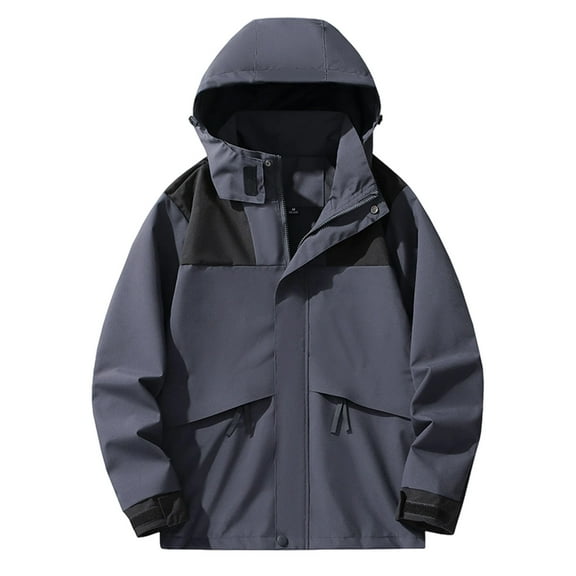 Fiaer Women's Waterproof Rain Jacket Outdoor Lightweight Hooded Raincoat Oversized Long Sleeve Windbreaker Tops for Hiking Travel Dark Gray L