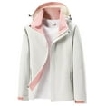 thumbnail image 1 of Fiaer,Women's Windproof Oversized Full Full Zip Adjustable Cuffs Mountaineering Hooded Jacket for Outdoor Activities,Ladies Loose Fit Trendy Outerwear with Pockets White L, 1 of 5