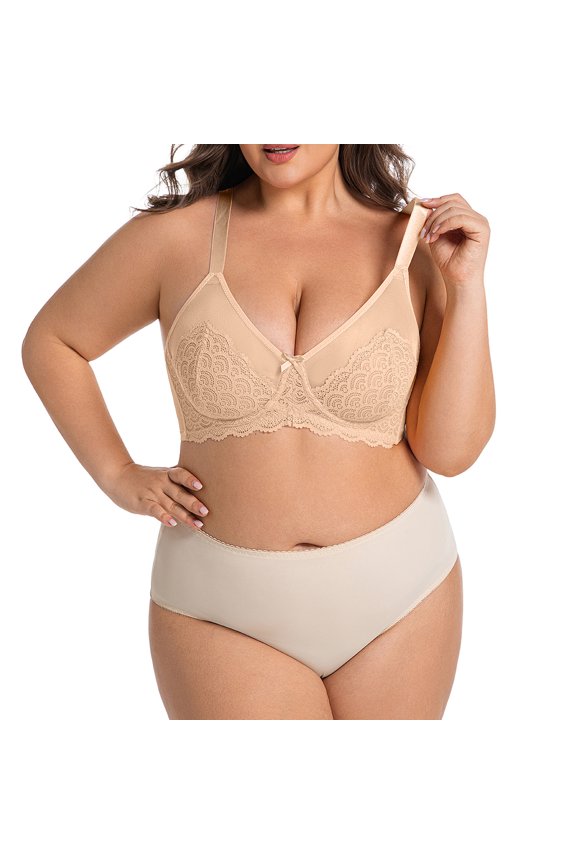 Womens Bralettes Bras Lace Mesh Adjustable Straps Breathable Wireless Bra Beige 95C