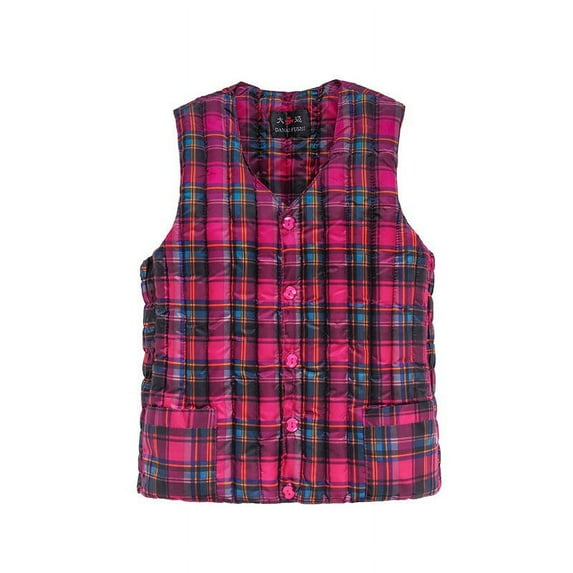 Fiaer Womens Button Vest Sleeveless Fashion Solid Color Plaid Tanks Slim Fit Warm Button down Tops Pockets Hot Pink One Size