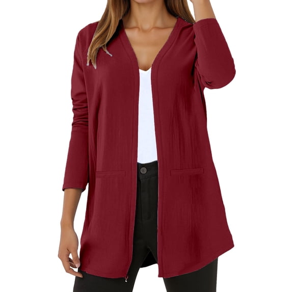 Fiaer Womens Cardigan Sweaters Long Sleeve Trendy Loose Casual Open Front Solid Color Comfort Breathable Tops XL