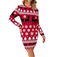 thumbnail image 1 of Fiaer Womens Christmas Sweater Dress Trendy Funny Reindeer Graphic Crew Neck Long Sleeve Plus Size Pullover Casual Comfort Xmas Tops Hot Pink M, 1 of 4