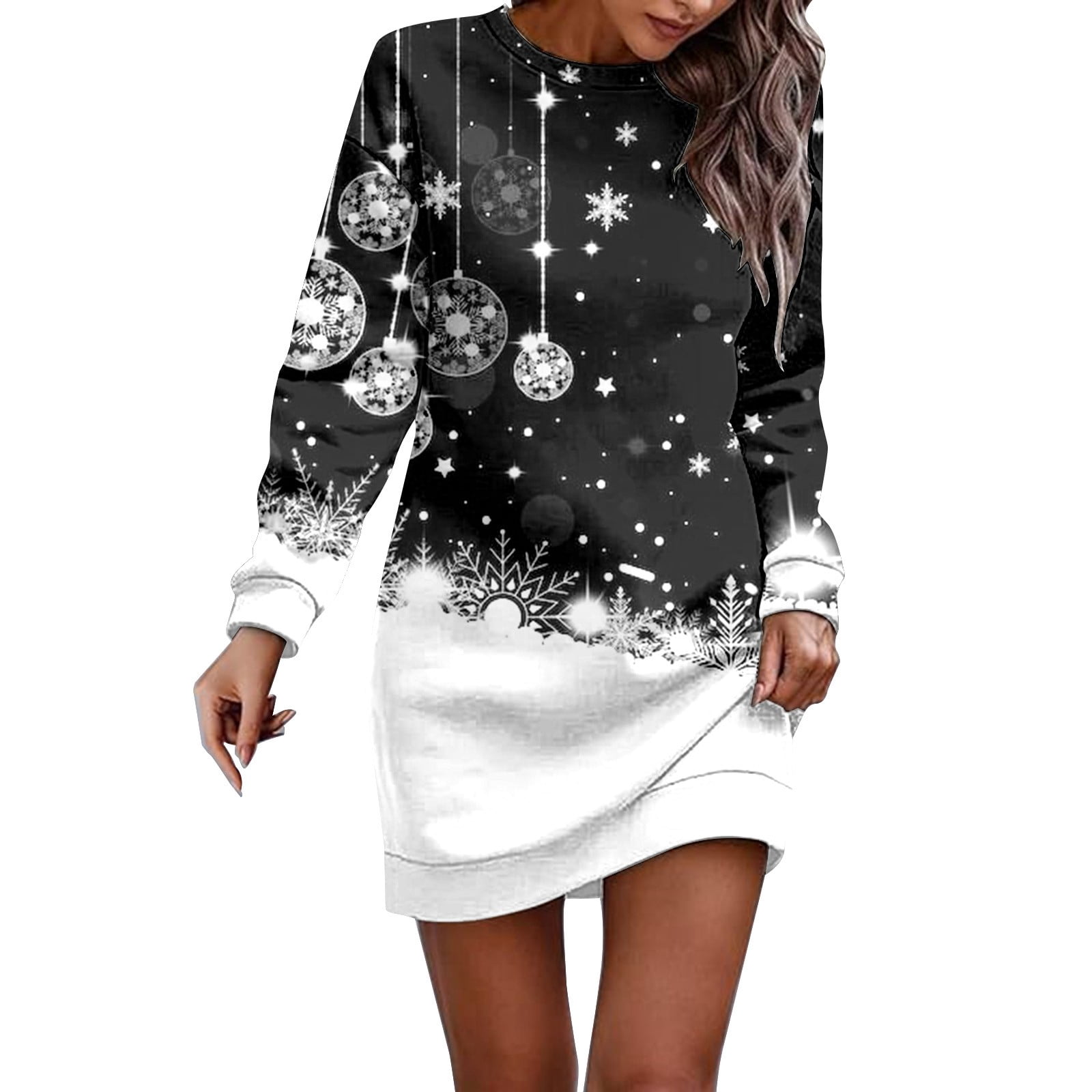 white christmas dresses Tinsel Pom Christmas Tree Sweater Dress – Ragstock main image 0