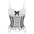 thumbnail image 1 of Fiaer Womens Corset Adjustable Spaghetti Straps Lace Boned Underbust Cincher Bow Decor Lace up Tummy Shaping Crop Top WH1 S, 1 of 2