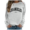 thumbnail image 1 of Fiaer Womens Crew Neck Pullover Sweatshirts Long Sleeve Letter Graphic Plus Size Loose Fit Casual Trendy Breathable Tops Light Gray L, 1 of 6