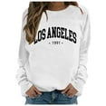 thumbnail image 1 of Fiaer Womens Crew Neck Pullover Sweatshirts Long Sleeve Letter Graphic Plus Size Loose Fit Casual Trendy Breathable Tops White XL, 1 of 6