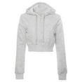 thumbnail image 1 of Fiaer Womens Crop Hoodies Full Zip Long Sleeve Drawstring Hooded Sweatshirts Solid Color Basic Casual Trendy Tops Light Gray S, 1 of 3