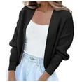 thumbnail image 1 of Fiaer Womens Cropped Cardigan Sweaters Long Sleeve Warm Front Open Casual Trendy Solid Color Comfort Tops Black M, 1 of 5