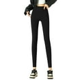 thumbnail image 1 of Fiaer Womens Lined Leggings Warm Slim Fit High Waisted Pants Comfort Trendy Solid Color Trousers Black S, 1 of 5