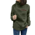 thumbnail image 1 of Fiaer Womens Sweatshirts Turtleneck Warm Plus Size Pullovers Long Sleeve Loose Fit Trendy Solid Color Tops with Zipper Pockets Army Green XXL, 1 of 5
