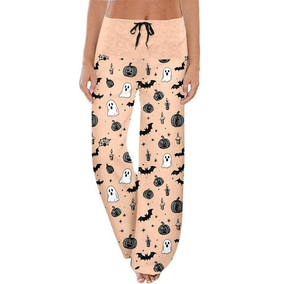 Fiaer,Womens Halloween Pajamas Pants Ladies Pumpkins Plus Size Pajama Cute Soft Long Bottoms Women Pjs Pj Jammies,Lounge Trousers for Sleepwear Orange XL