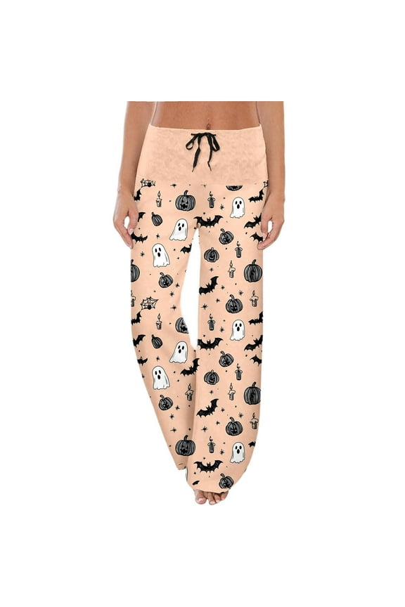 ,Womens Halloween Pajamas Pants Ladies Pumpkins Plus Size Pajama Cute Soft Long Bottoms Women Pjs Pj Jammies,Lounge Trousers for Sleepwear Orange XL