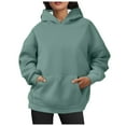 thumbnail image 1 of Fiaer,Womens Hoodies Fleece Sweatshirts Fall Fashion 2025 Plus Size Pullover Loose Fit Casual Sweaters Winter Clothes Dark Green M, 1 of 5
