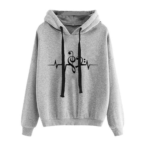 Fiaer Womens Hoodies Oversized Loose Fit Long Sleeve Hooded Pullover Drawstring Graphic Warm Breathable Tops Grey M
