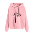 thumbnail image 1 of Fiaer Womens Hoodies Oversized Loose Fit Long Sleeve Hooded Pullover Drawstring Graphic Warm Breathable Tops Pink XXL, 1 of 2