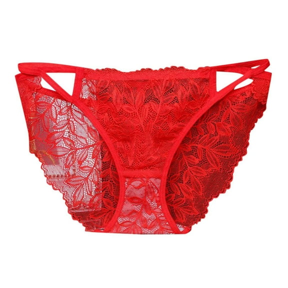 Fiaer,Womens Lace Sexy Briefs,Women's Trendy High Cut Breath Comfort Panties,Ladies Lightweight Solid Color Spliced Triangle Underwear Red L