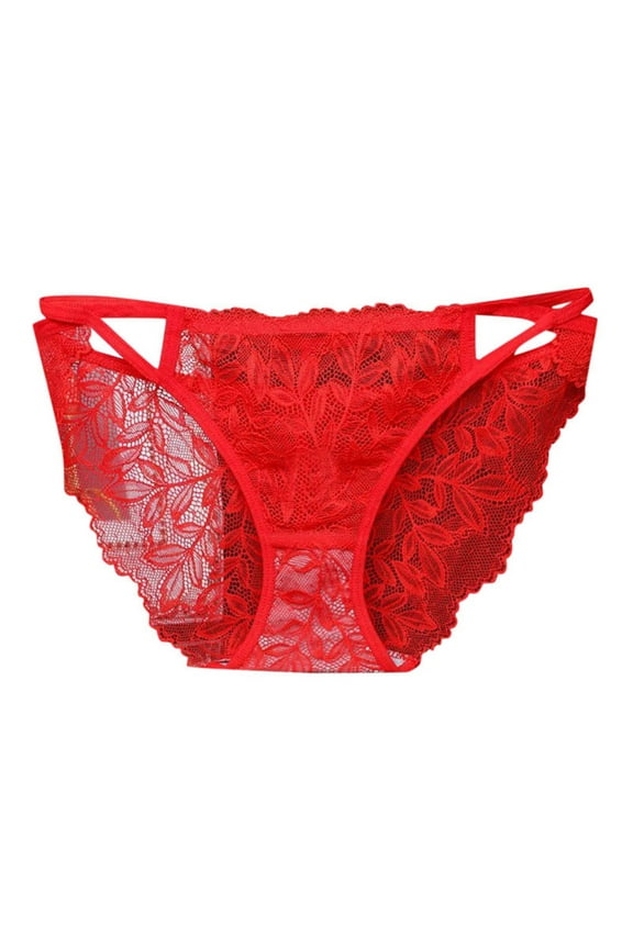 ,Womens Lace Sexy Briefs,Women's Trendy High Cut Breath Comfort Panties,Ladies Lightweight Solid Color Spliced Triangle Underwear Red L