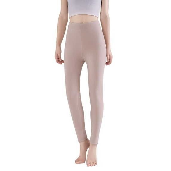Fiaer Womens Leggings Lined Yoga Pants Oversized Thermal High Waisted Thickened Stretch Comfort Solid Color Trousers Khaki XXL