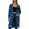 thumbnail image 1 of Fiaer Womens Leopard Print Cardigans Long Sweaters Oversized Long Sleeve Loose Trendy Open Front Knit Tops Blue XXXL, 1 of 5