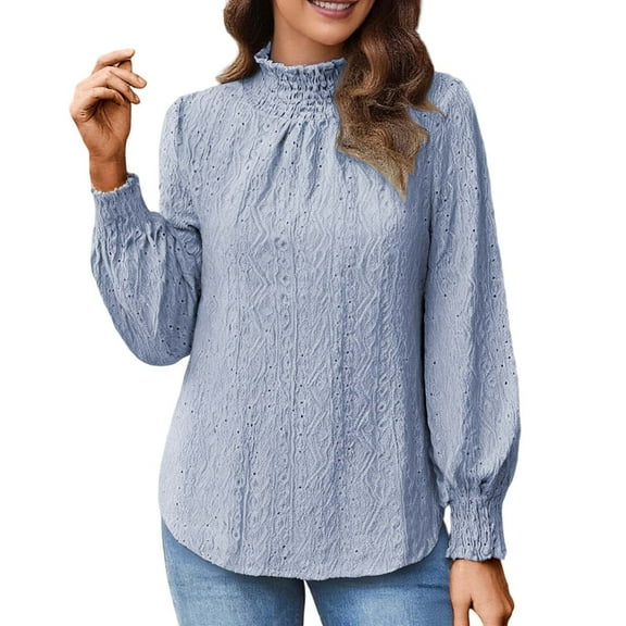 Fiaer.Womens Long Sleeve T Shirts.Women's Crew Neck Plus Size Casual Trendy T Shirts.Going out Basic Tops for Women Blue S