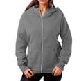 thumbnail image 1 of Fiaer,Womens Loose Fit Full Zip Hoodies,Women's Plus Size Long Sleeve Hooded Sweatshirts,Ladies Casual Trendy Tops with Pockets Grey M, 1 of 5