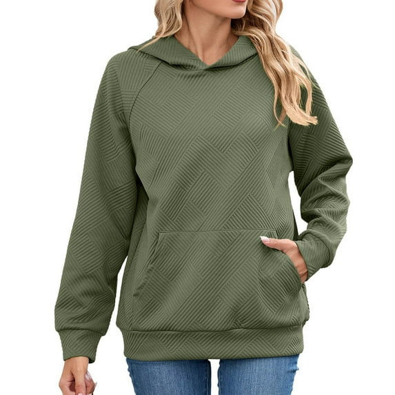Fiaer,Womens Loose Fit Hoodies,Long Sleeve Plus Size Hooded Sweatshirts for Women,Women's Casual Solid Lightweight Fashion Breathable Pocket Hooded Pullovers Army Green XXL