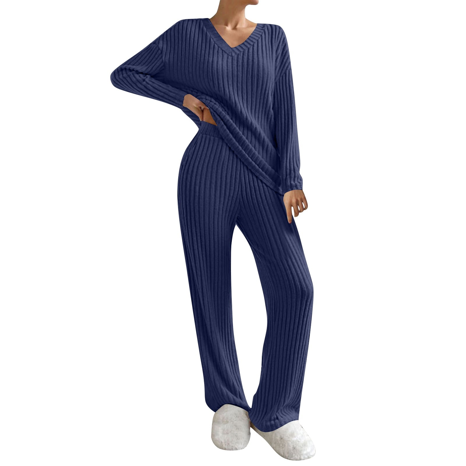 Women Fleece Loose Two Piece Lounge Set