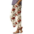 thumbnail image 1 of Fiaer,Womens Oversized Baggy Trousers,High Waist Stretch Printed Lounge Pants for Women,Women's Casual Trendy Straight Leg Slacks with Pockets Khaki M, 1 of 5