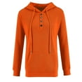 thumbnail image 1 of Fiaer,Womens Oversized Button up Hoodies,Women's Long Sleeve Drawstring Loose Fit Casual Fashion Lightweight Hooded Sweatshirts V Neck Going out Hooded Pullovers Orange L, 1 of 2