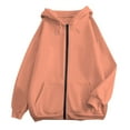 thumbnail image 1 of Fiaer,Womens Oversized Casual Jackets,Full Zip Long Sleeve Hoodies for Women,Women's Drawstring Trendy Loose Fit Hooded Sweatshirts Orange L, 1 of 4