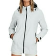 thumbnail image 1 of Fiaer,Womens Oversized Full Zip Softshell Jackets,Women's Long Sleeve Windbreaker Waterproof Casual Trendy Loose Fit Drawstring Lightweight Hooded Tops with Zipper Pockets White XL, 1 of 5