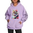 thumbnail image 1 of Fiaer,Womens Oversized Hoodies,Women's Loose Fit Casual Trendy Cat Letter Printed Drawstring Hooded Sweatshirts Breathable Cozy Hooded Pullovers with Pockets Purple M, 1 of 5