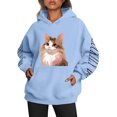 thumbnail image 1 of Fiaer,Womens Oversized Hoodies,Women's Loose Fit Casual Trendy Cat Letter Printed Drawstring Hooded Sweatshirts Breathable Cozy Hooded Pullovers with Pockets Sky Blue1 M, 1 of 5