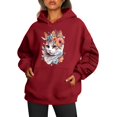 thumbnail image 1 of Fiaer,Womens Oversized Hoodies,Women's Loose Fit Casual Trendy Cat Letter Printed Drawstring Hooded Sweatshirts Breathable Cozy Hooded Pullovers with Pockets 1 XL, 1 of 5