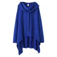 thumbnail image 1 of Fiaer,Womens Oversized Long Hoodies,Long Sleeve Irregular Hem Hooded Sweatshirts for Women,Women's Trendy Lightweight Solid Drawstring Hooded Pullovers with Pocket Blue2 XXXXL, 1 of 3