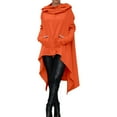 thumbnail image 1 of Fiaer,Womens Oversized Long Hoodies,Long Sleeve Irregular Hem Hooded Sweatshirts for Women,Women's Trendy Lightweight Solid Drawstring Hooded Pullovers with Pocket Orange XXL, 1 of 6