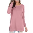 thumbnail image 1 of Fiaer,Womens Oversized Long Pullover,Long Sleeve Loose Fit Casual Trendy Solid Both Side Split Sweatshirts for Women Red XXL, 1 of 3