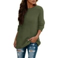 thumbnail image 1 of Fiaer Womens Oversized Pullover Sweaters Long Sleeve Solid Color Crew Neck Loose Fit Casual Trendy Comfortable Tops Army Green XXXXXL, 1 of 4