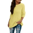 thumbnail image 1 of Fiaer Womens Oversized Pullover Sweaters Long Sleeve Solid Color Crew Neck Loose Fit Casual Trendy Comfortable Tops Yellow XL, 1 of 4