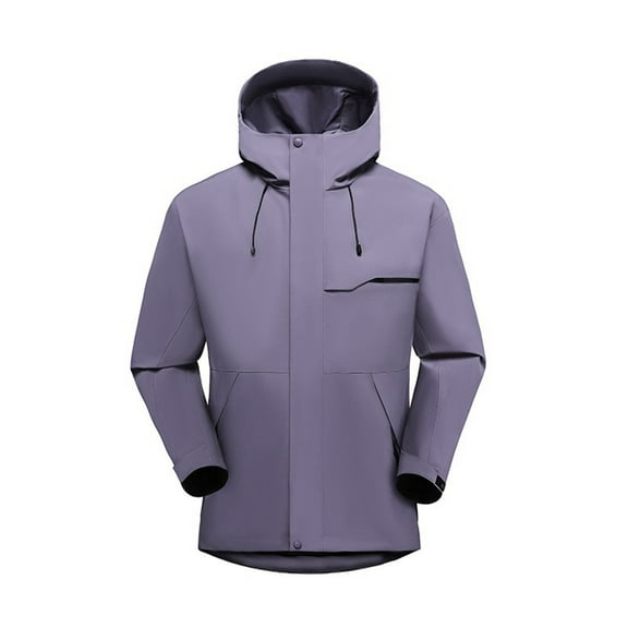 Fiaer,Womens Oversized Softshell Jackets with Pockets,Ladies Full Zip Waterproof Windbreaker Hooded Tops for Outdoor Activity Hiking Travel Purple XL