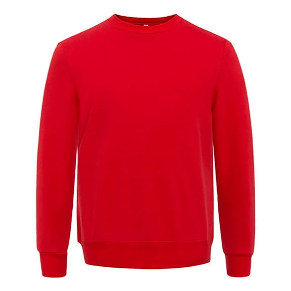 Fiaer,Womens Oversized Trendy Sweatshirts Long Sleeve Pullover Solid Lined No Hooded Hoodies Crewneck 2025 Tops Red XXXXL