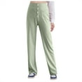 thumbnail image 1 of Fiaer,Womens Pants Straight Leg,Joggers for Women Plus Size Buttons,Women's High Waisted Casual Trendy Trousers with Pocket Light Green L, 1 of 5